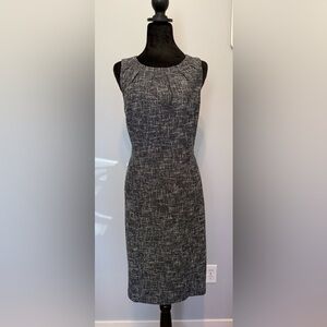 Michael Kors Blue & White Tweed Midi Dress Size 12